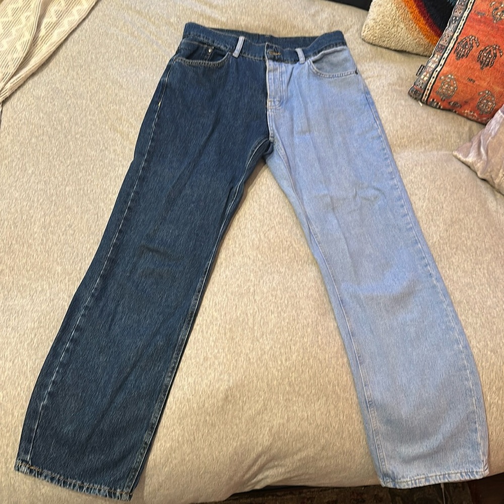 asymmetrical jeans